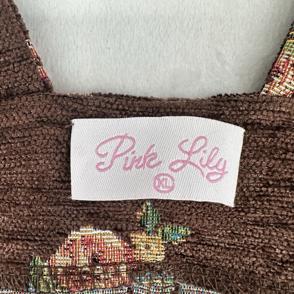 Pink Lily Tapestry Overall Dress Womens Size XL Brown‎ Floral Print Pockets - Picture 6 of 10